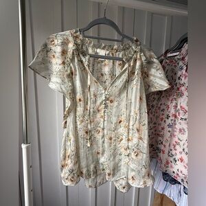 H&M Cream Floral Blouse